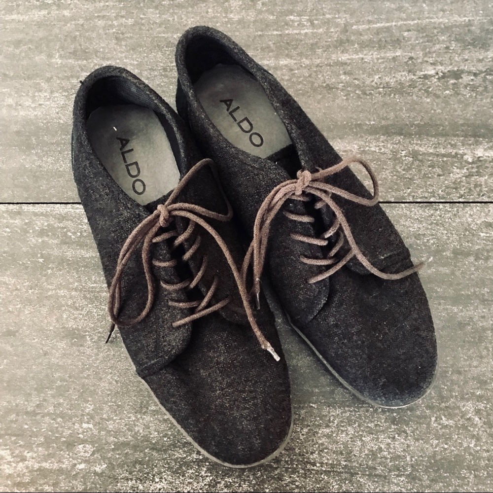 Aldo Felt Grey Gray Oxfords Sneakers
